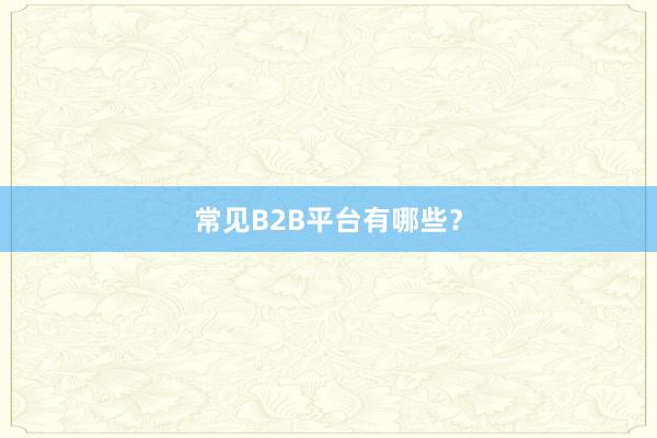 常见B2B平台有哪些？